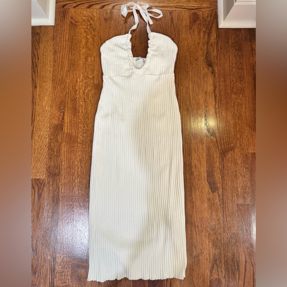 Zara White Ribbed Dress